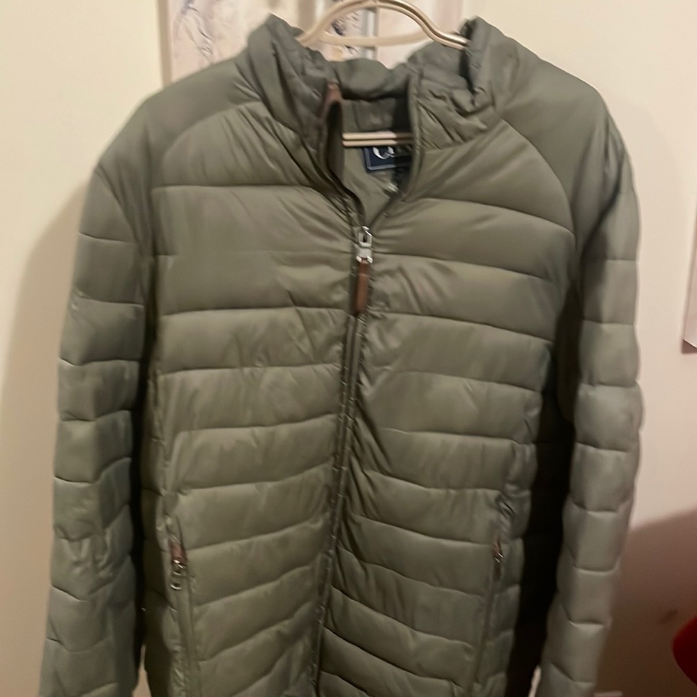 Chaps down filled very light in weight olive green jacket in mint new condition